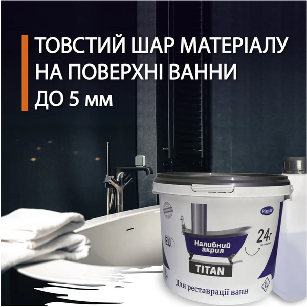 Рідкий акрил PlastAll Titan для реставрації ванни 1.2 м 2740 фото