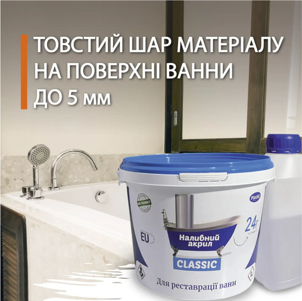 Рідкий акрил Classic для реставрації ванн (1.7 м ) PlastAll 2739 фото