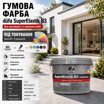 Фарба універсальна гумова акрилова SuperElastik B3 прозора 2402 фото